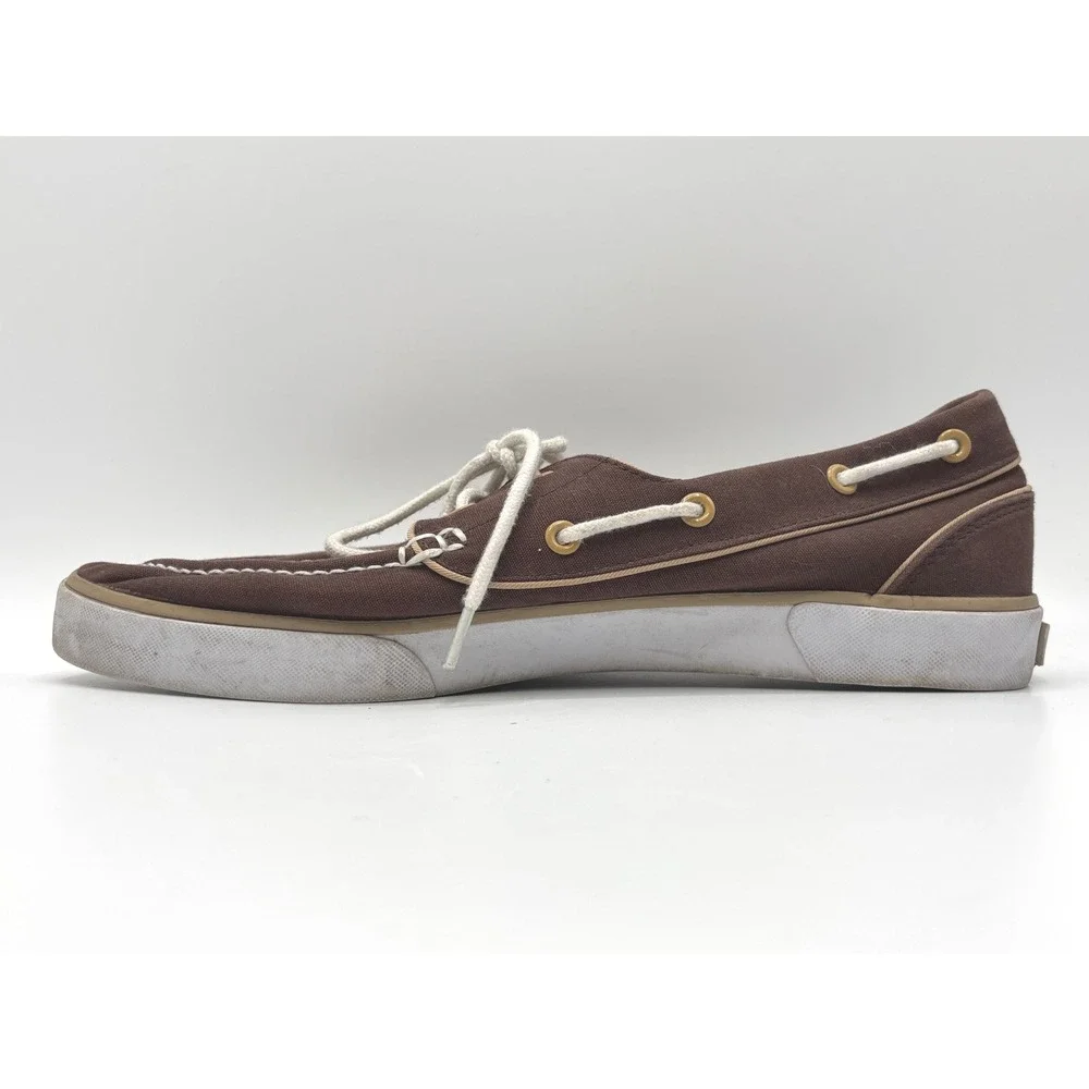 Polo Ralph Lauren Lander P Brown Canvas Boat Shoes Mens 10.5 D Sneakers